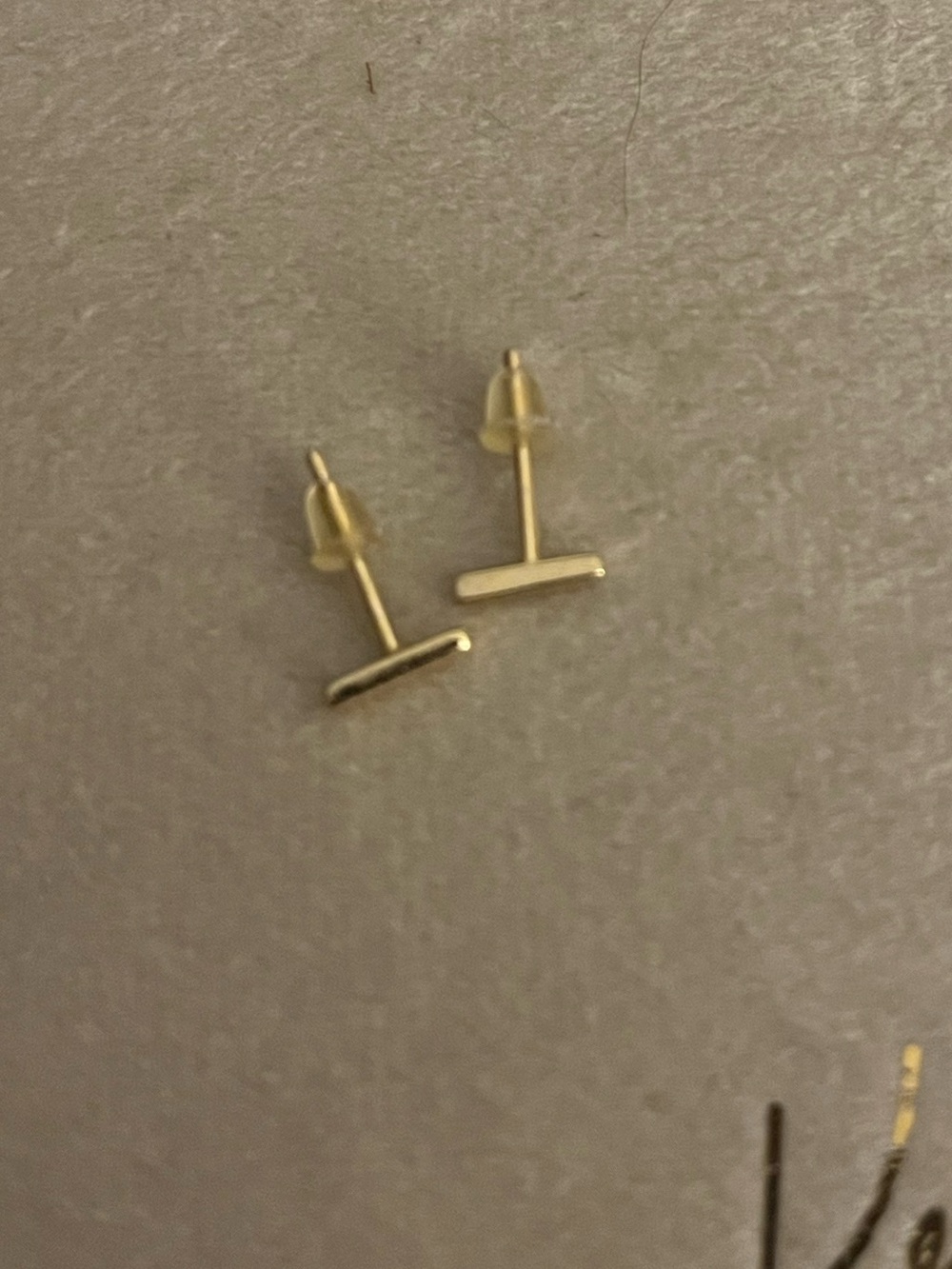 Gold T-Bar Stud Earrings